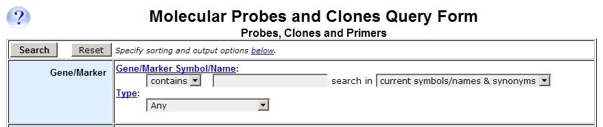 Probes and Clones Query Form