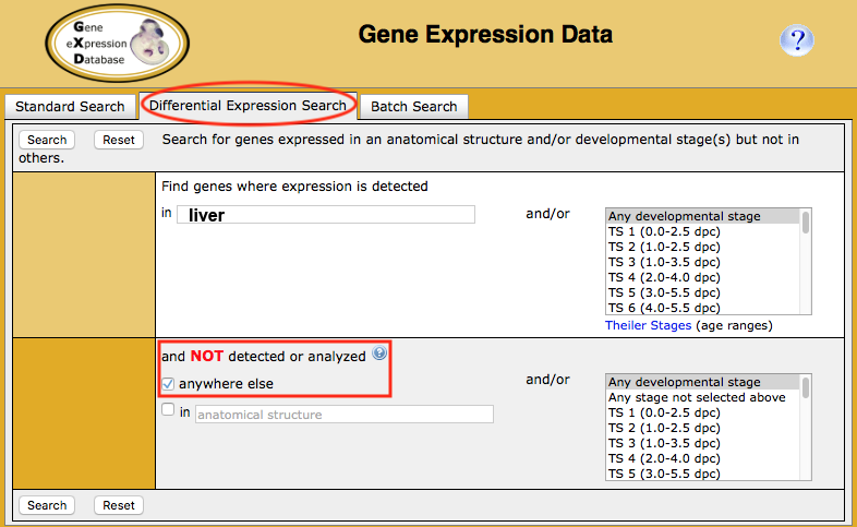 Differential Search Form