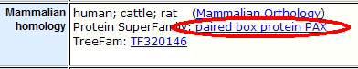 PIRSF Link on Gene Detail Page