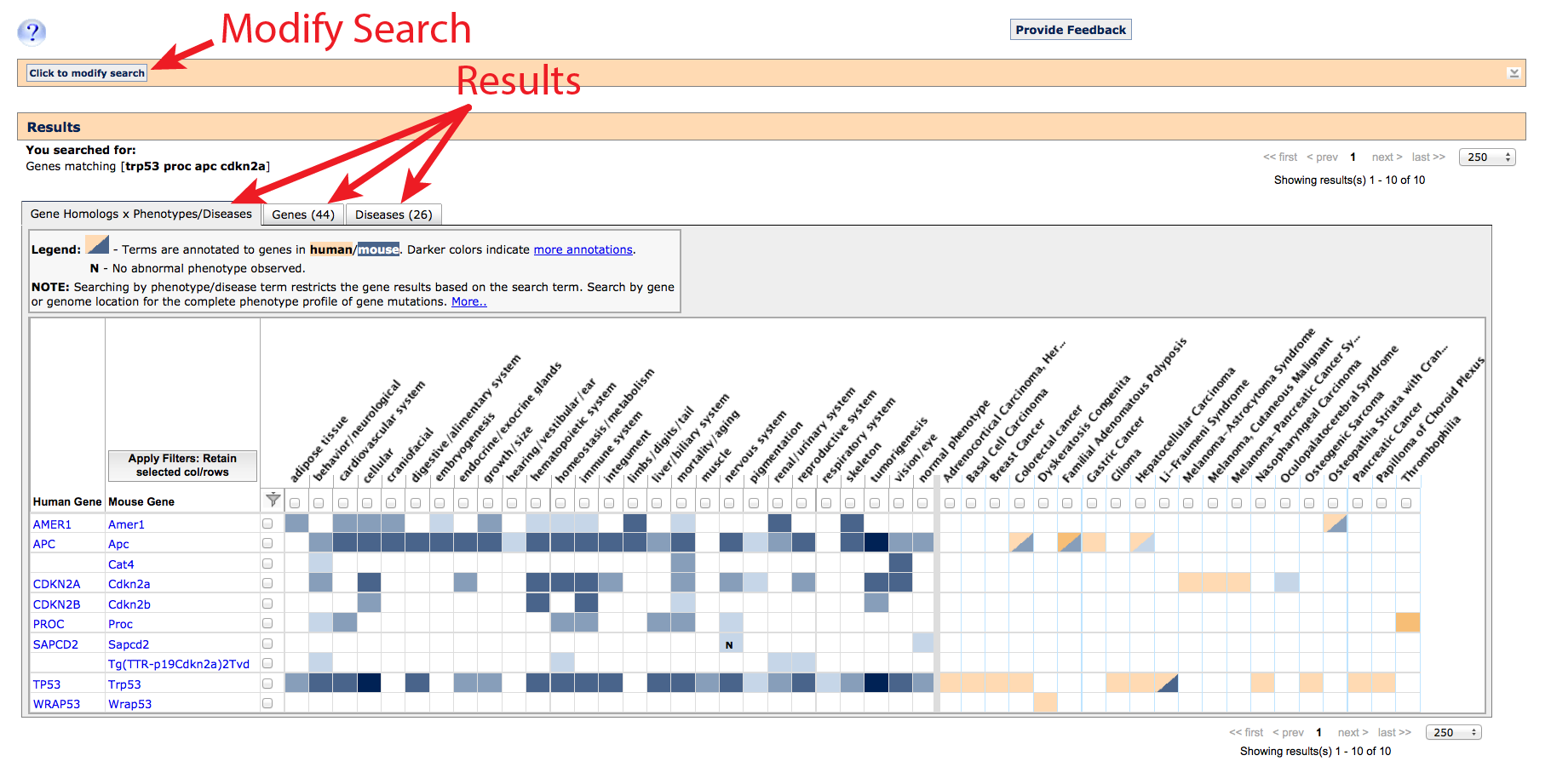 starting results page