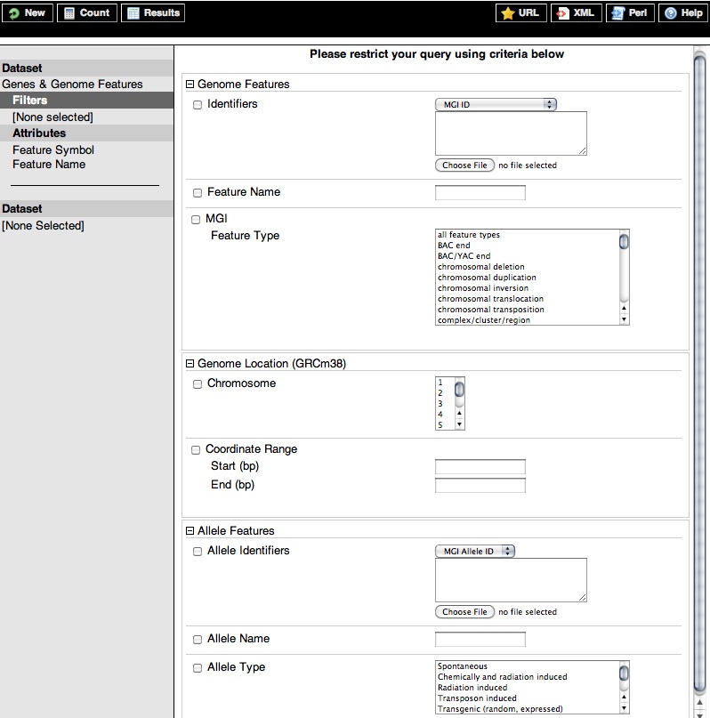 select filters