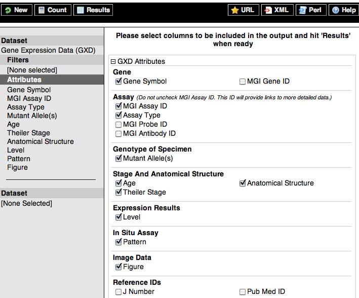 select gxd attributes