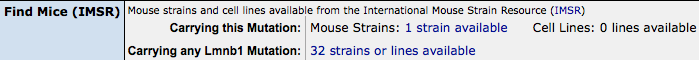 IMSR section of Gene Trapped Allele Detail Page