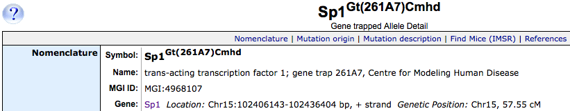 Gene trapped nomenclature